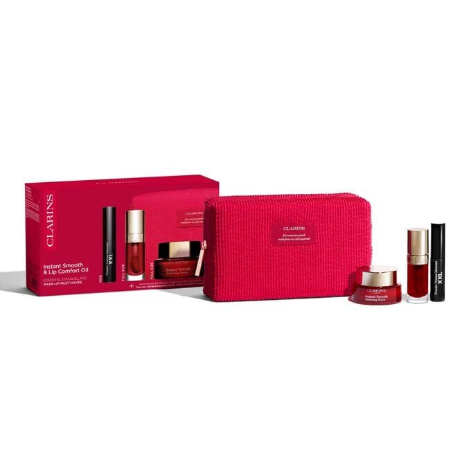 Kit de maquillage incontournable Clarins | Ensemble base de maquillage, huile pour les lèvres et mascara | Les indispensables de votre routine maquillage