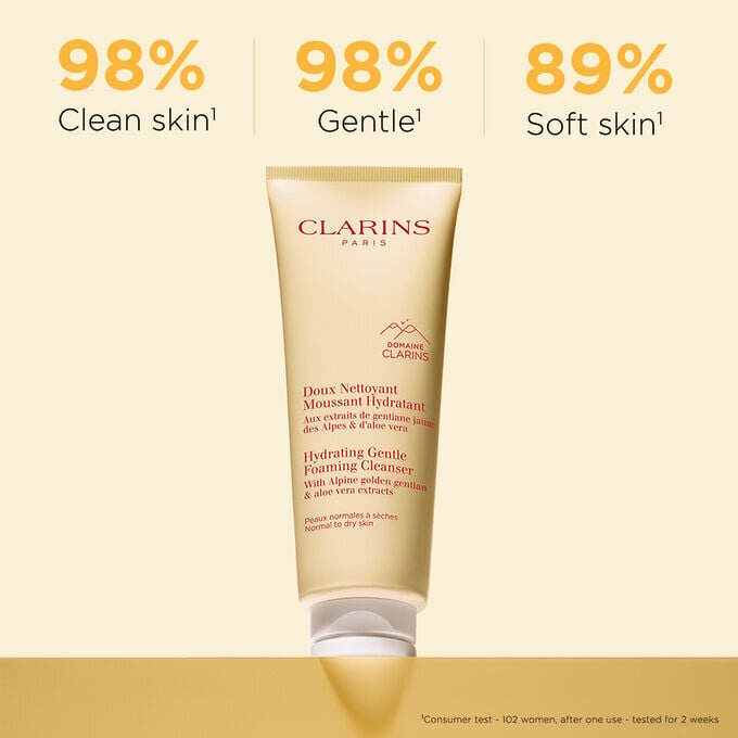 Nettoyant moussant doux et hydratant pour le visage, pour peaux normales à sèches